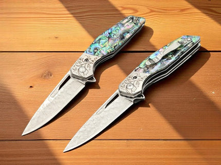 Acier damas pliant couteau