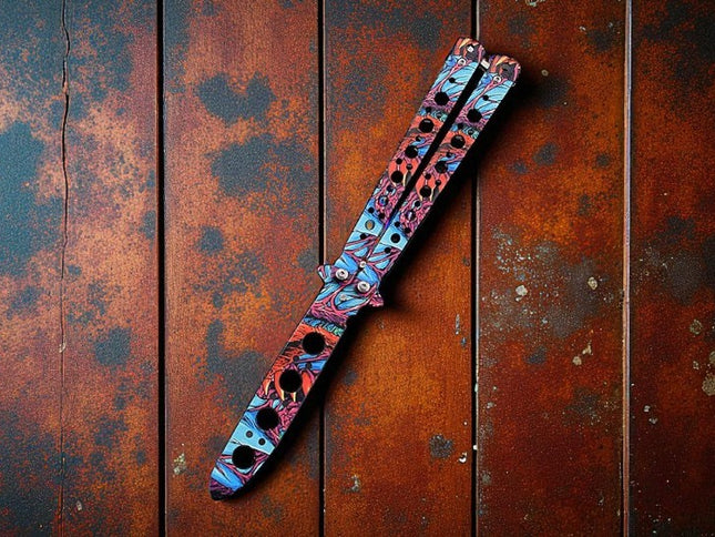Couteau customisé papillon
