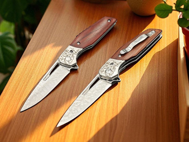 Pliant couteau acier damas