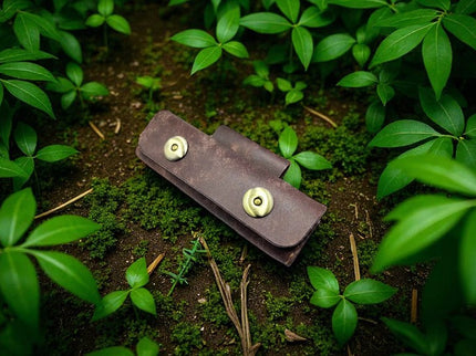 Étui en cuir marron couteau pliant